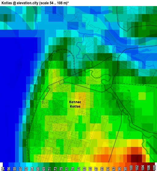 Kotlas elevation map