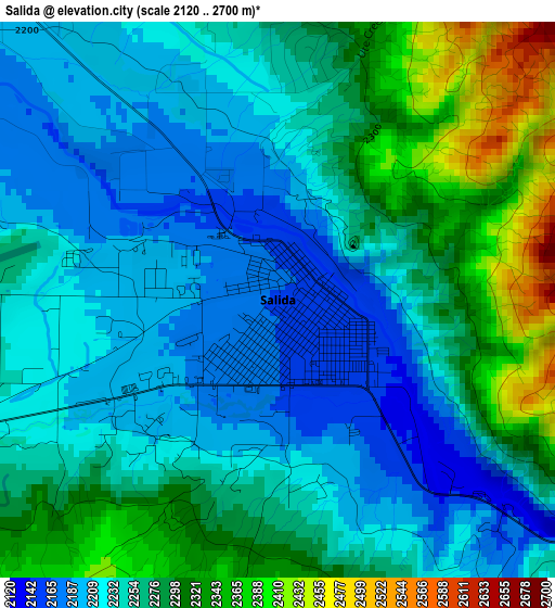 Salida elevation map