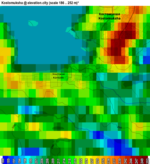 Kostomuksha elevation map