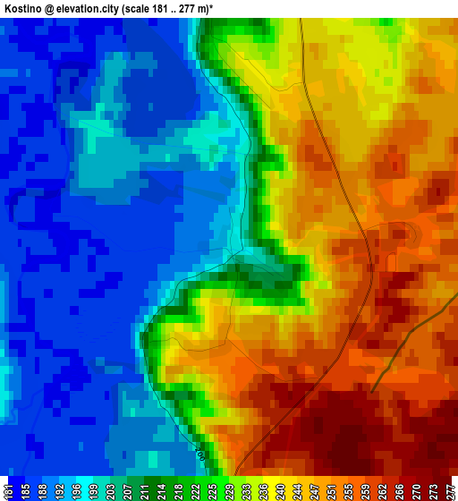 Kostino elevation map