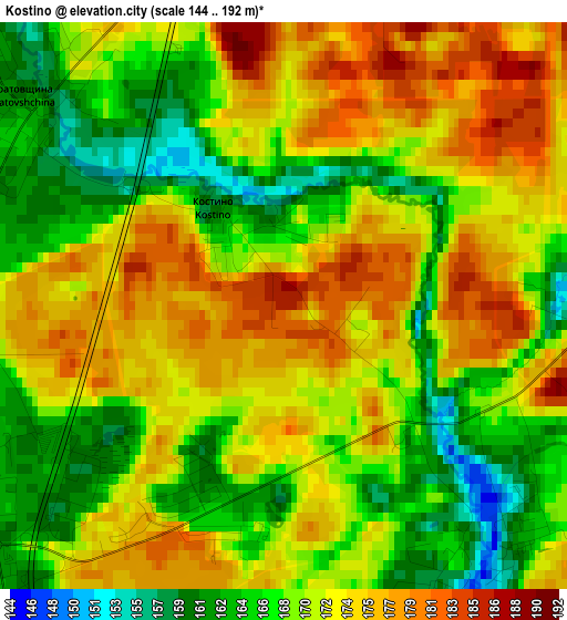 Kostino elevation map