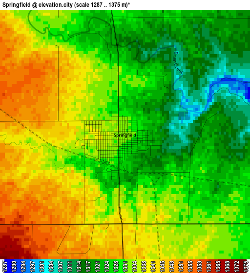 Springfield elevation map