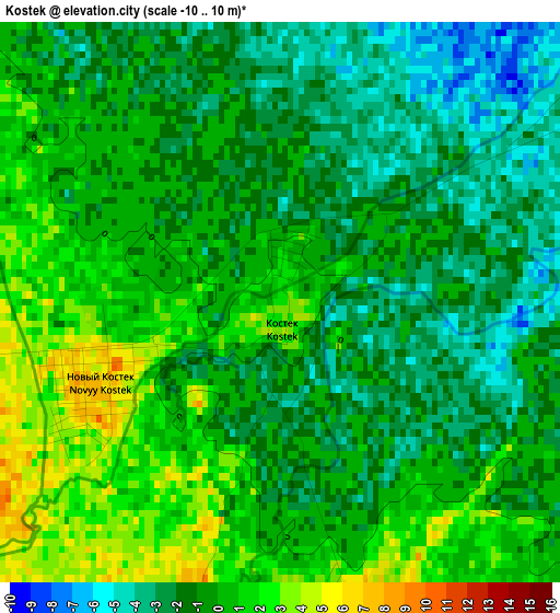 Kostek elevation map