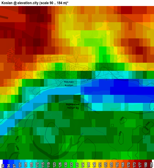 Koslan elevation map