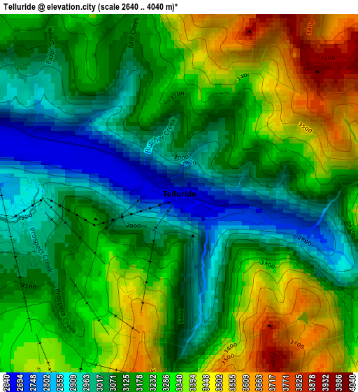 Telluride elevation map