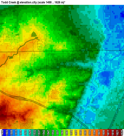 Todd Creek elevation map