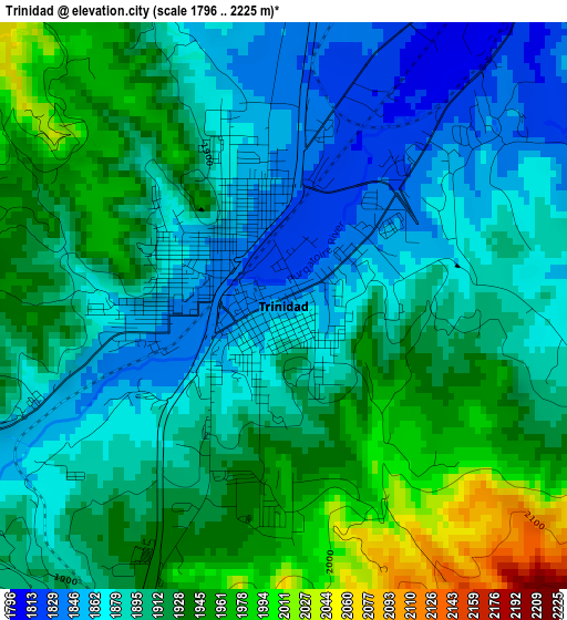 Trinidad elevation map