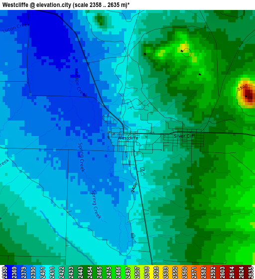 Westcliffe elevation map