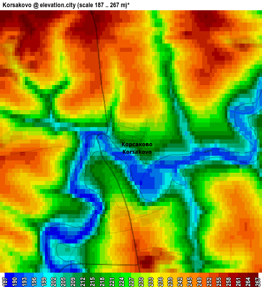 Korsakovo elevation map