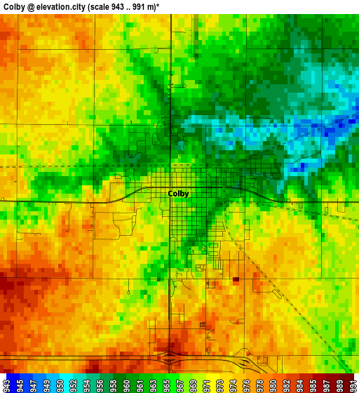 Colby elevation map