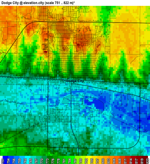 Dodge City elevation map