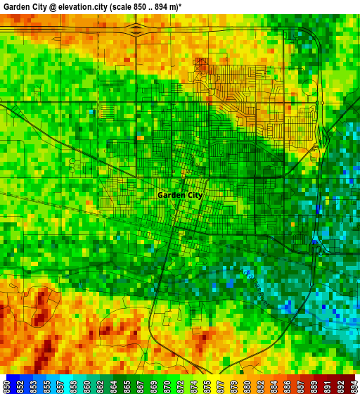 Garden City elevation map