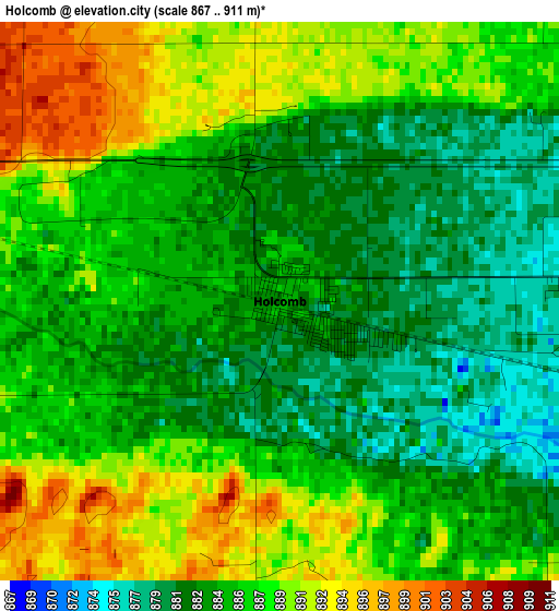 Holcomb elevation map