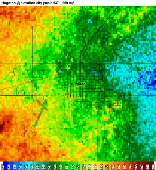 Hugoton elevation map