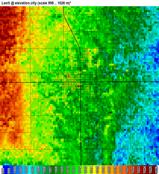 Leoti elevation map