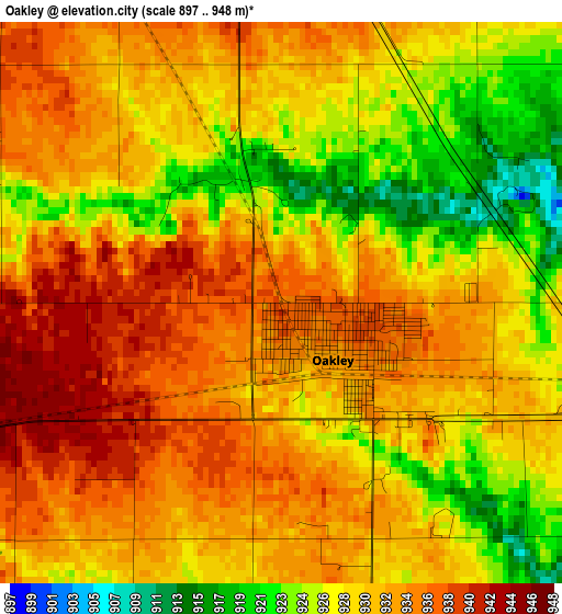 Oakley elevation map