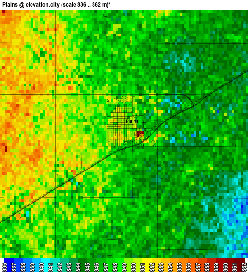 Plains elevation map