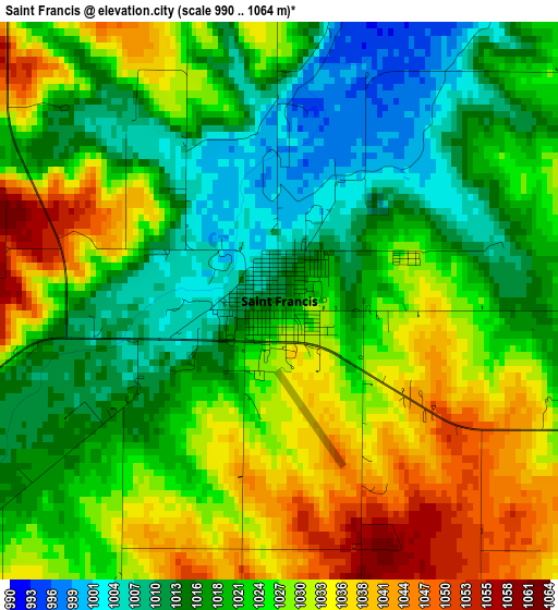 Saint Francis elevation map