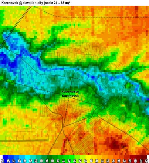 Korenovsk elevation map