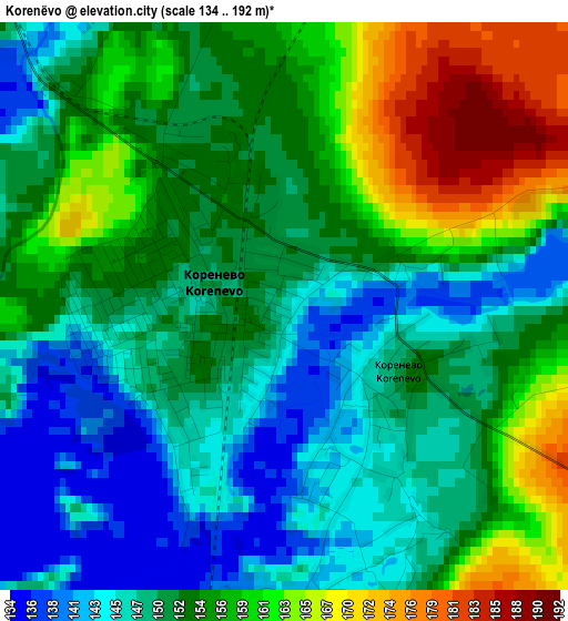 Korenëvo elevation map