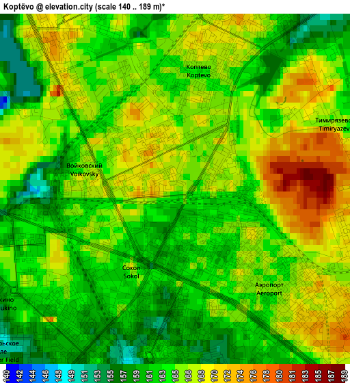 Koptëvo elevation map