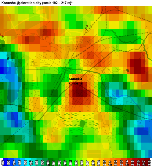 Konosha elevation map