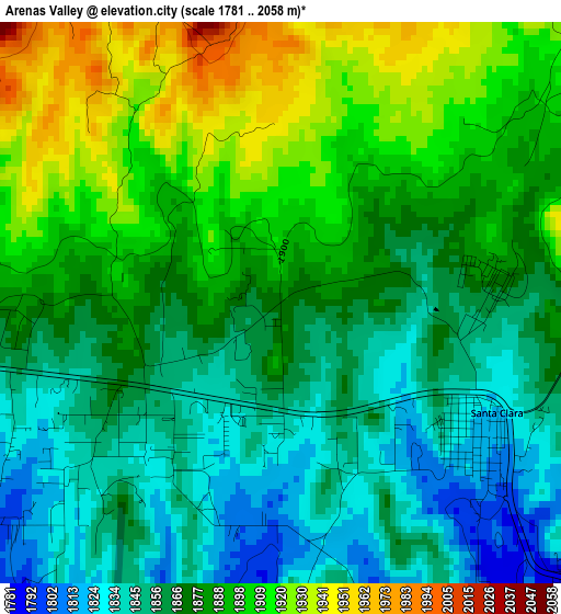 Arenas Valley elevation map