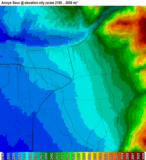 Arroyo Seco elevation map