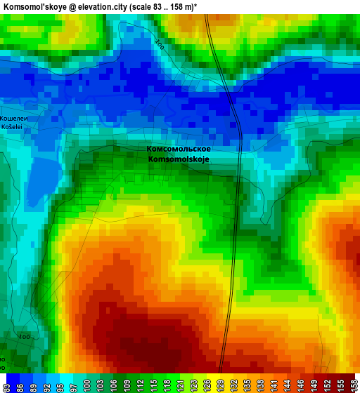 Komsomol'skoye elevation map