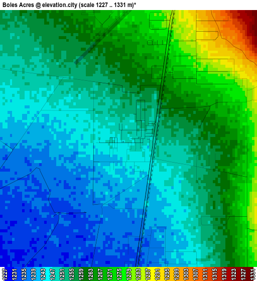 Boles Acres elevation map