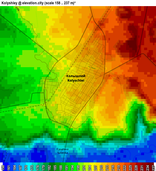 Kolyshley elevation map