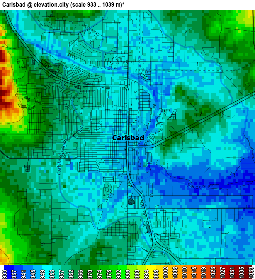 Carlsbad elevation map