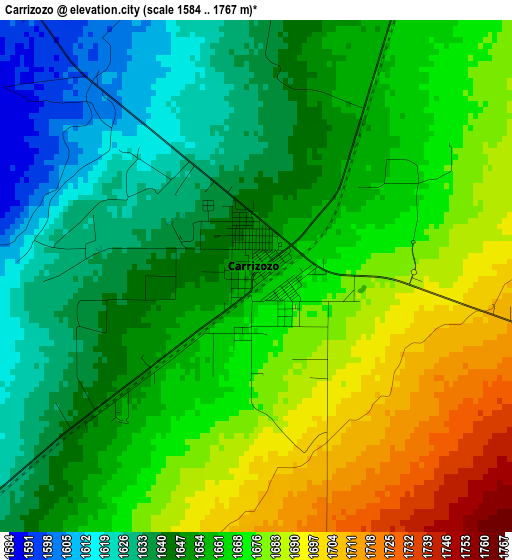 Carrizozo elevation map