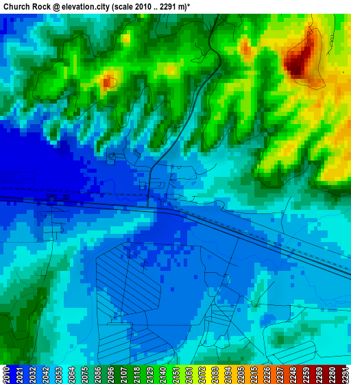 Church Rock elevation map