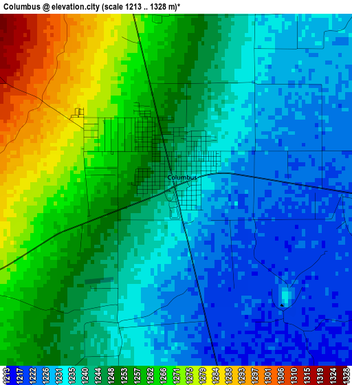 Columbus elevation map