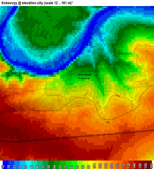 Koksovyy elevation map