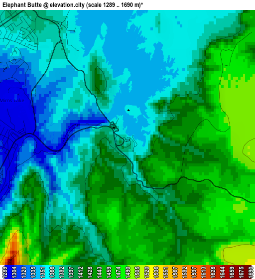 Elephant Butte elevation map