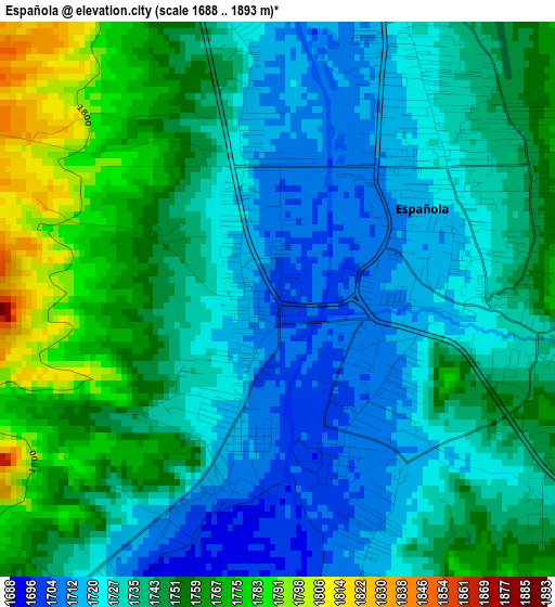 Española elevation map