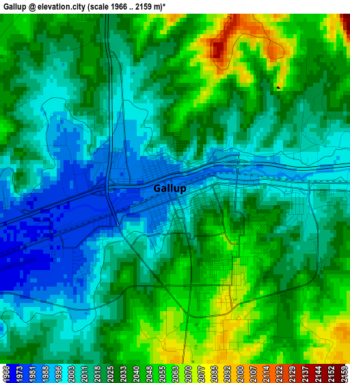 Gallup elevation map