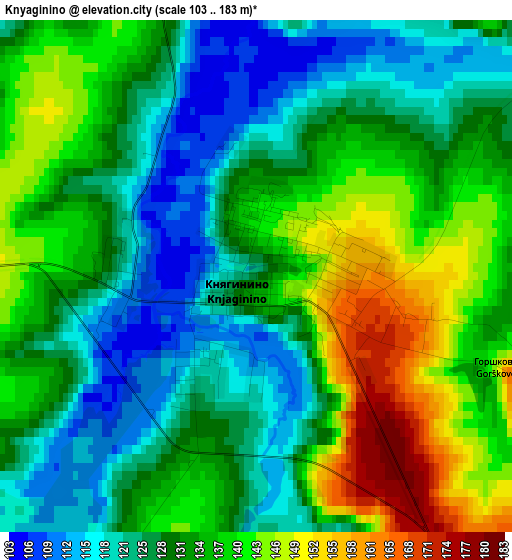 Knyaginino elevation map