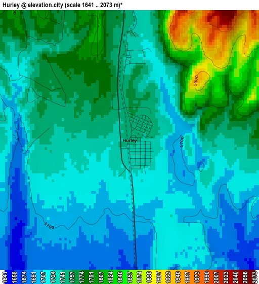 Hurley elevation map