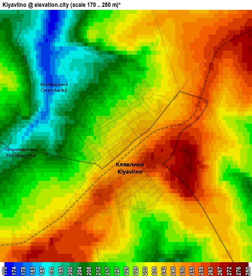 Klyavlino elevation map