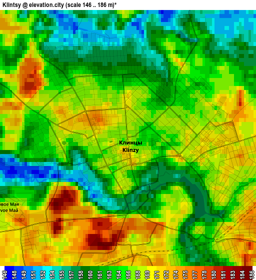 Klintsy elevation map