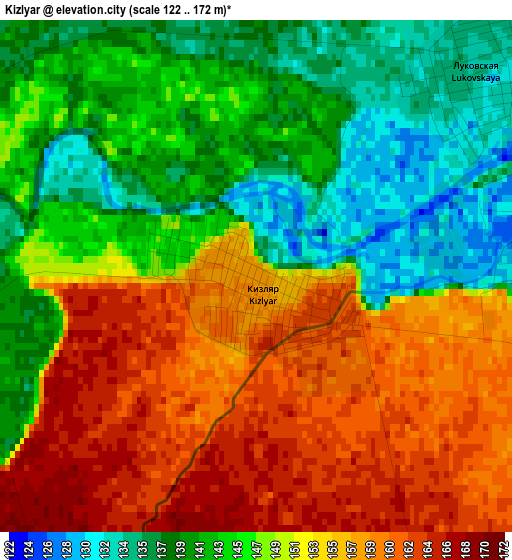 Kizlyar elevation map