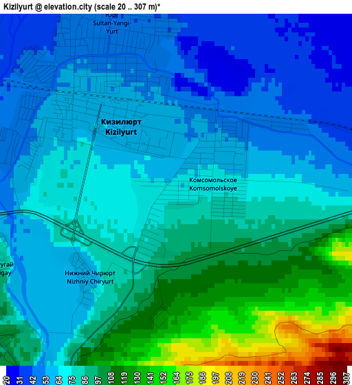 Kizilyurt elevation map