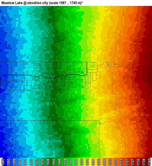 Meadow Lake elevation map