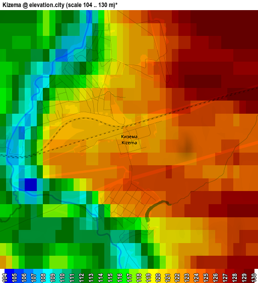 Kizema elevation map