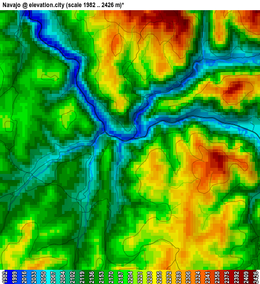 Navajo elevation map