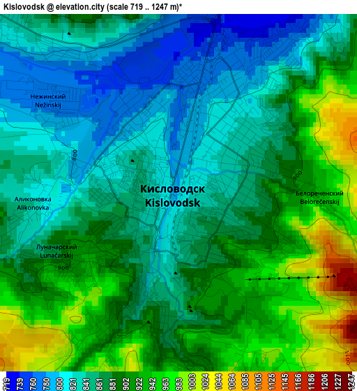 Kislovodsk elevation map