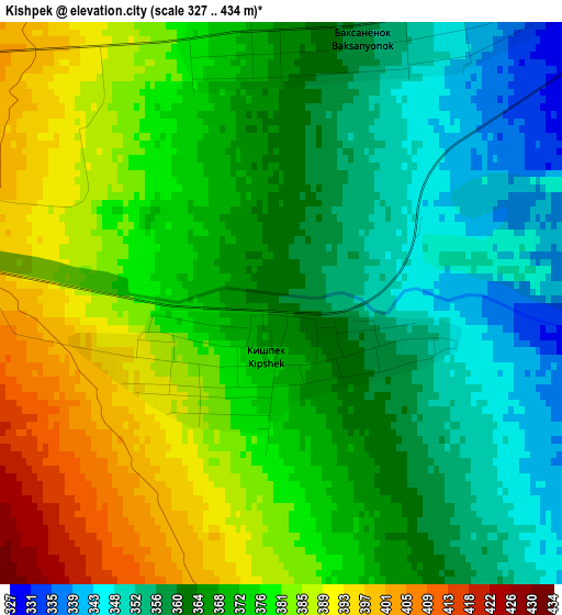 Kishpek elevation map